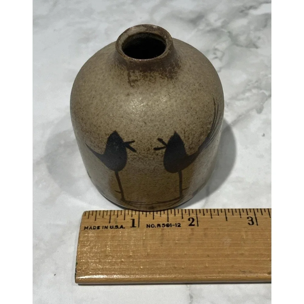 Vintage Otagiri OMC Japan Pottery Small Weed Pot Vase Brown 3